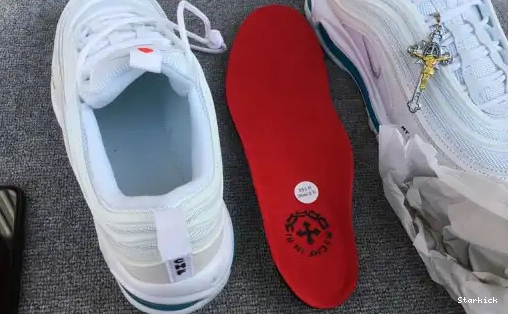 'Jesus INRI Custom Nike 921826-101JSUS. Shoes' 97 Max x Blue Air x White MSCHF 0614
